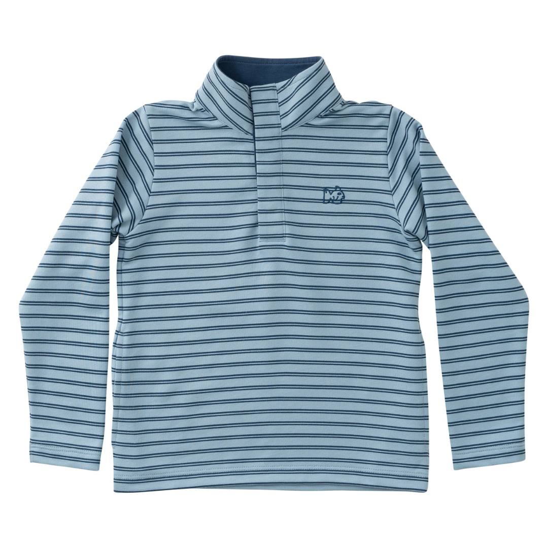 Sporty Snap Pullover - Ashley Dark Blue Denim Stripe