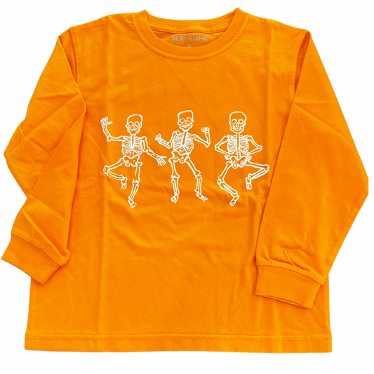 Long Sleeve Orange Skeleton T-Shirt