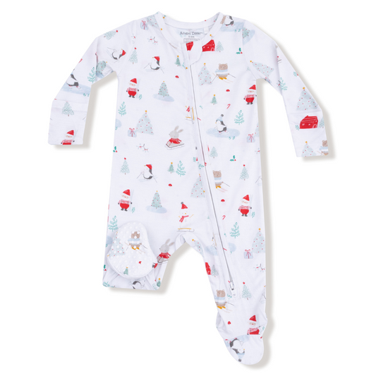 Santa Ski Friends - 2 Way Zipper Footie