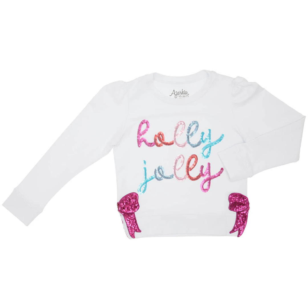 Holly Jolly Sequin Sweatshirt with Side Bows