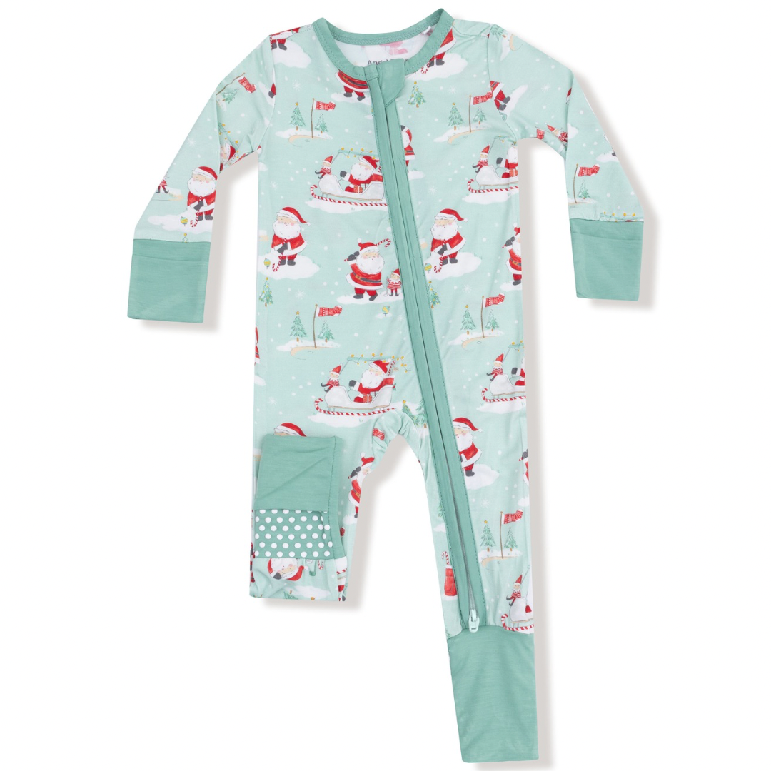 Golfing Santa and Elves - 2 Way Zipper Romper