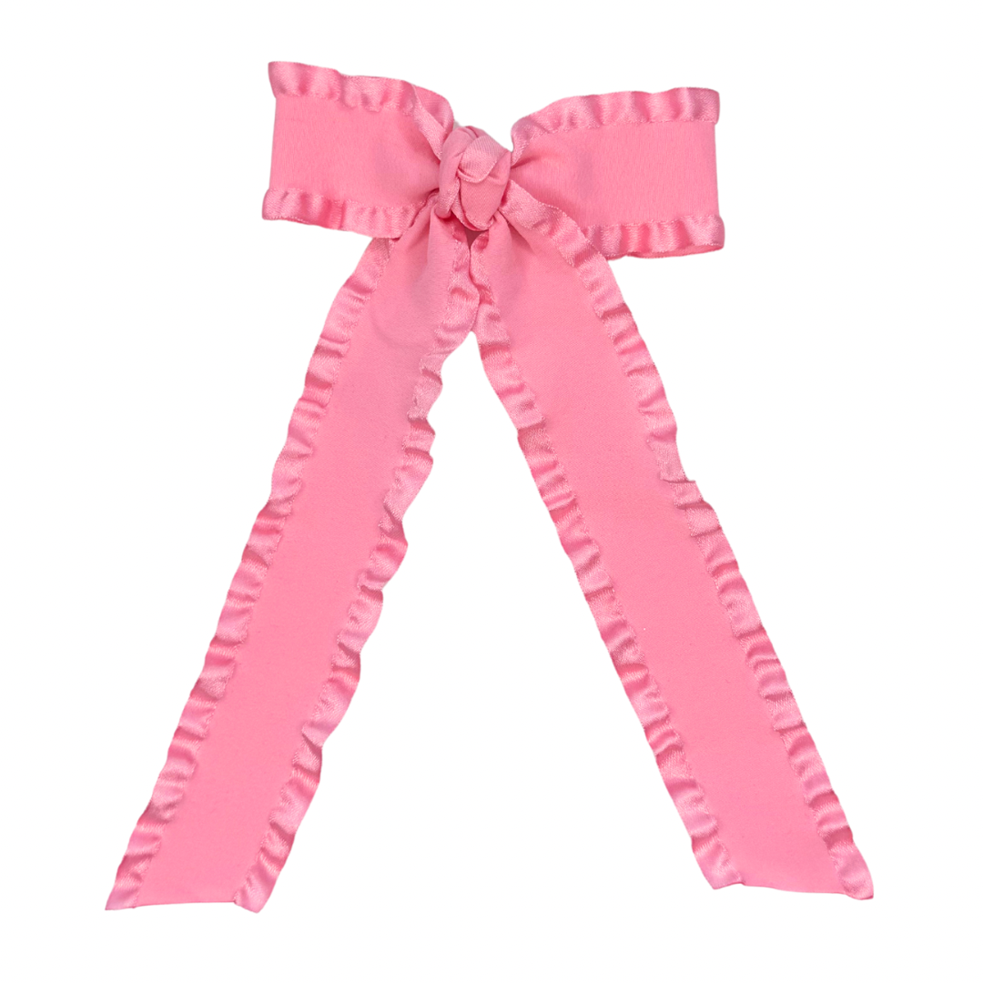 Ruffle Longtail Bow - Pink