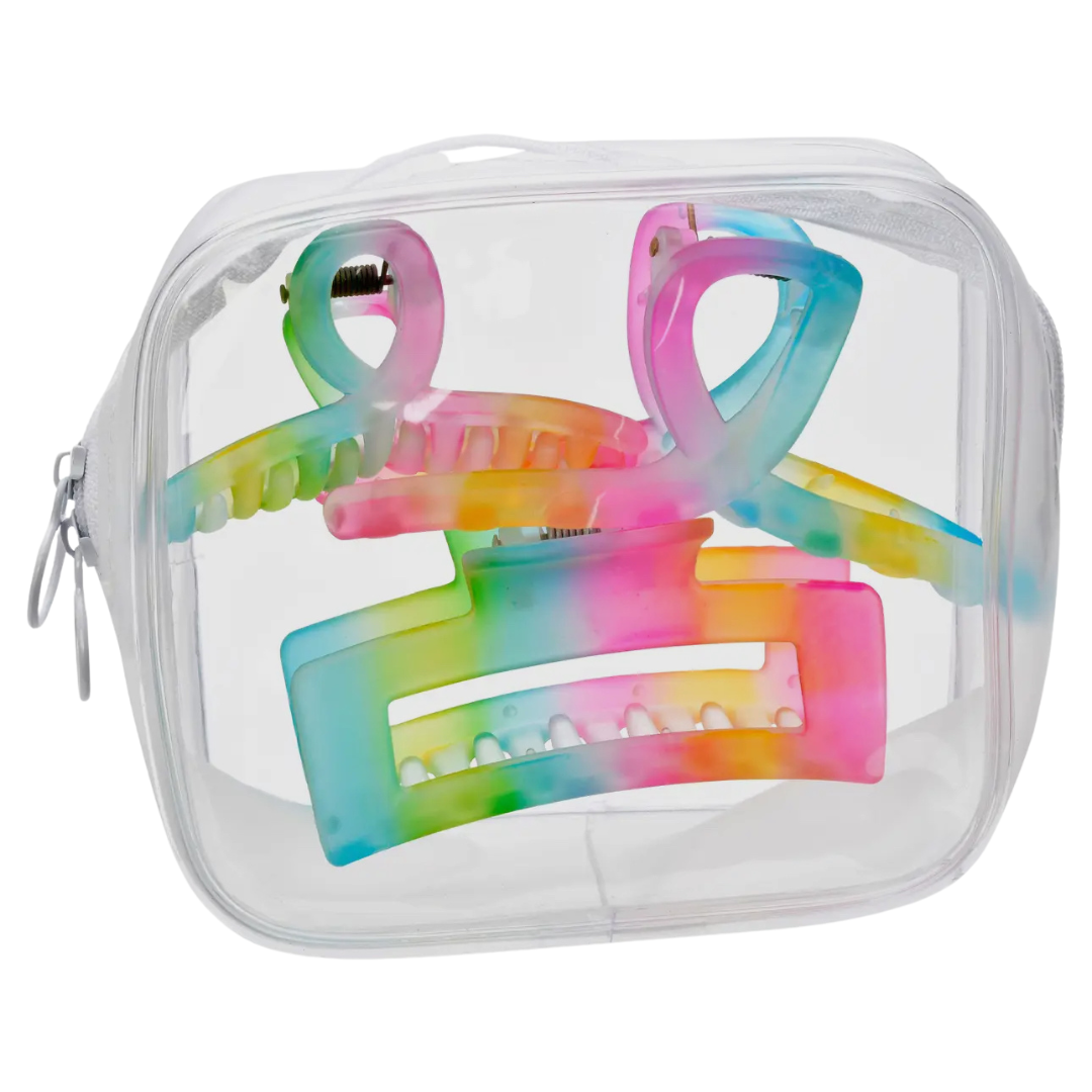 3 Pack Rainbow Clips in Reusable Pouch