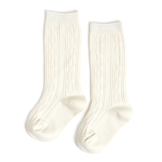 Cable Knit Knee High Sock - Ivory
