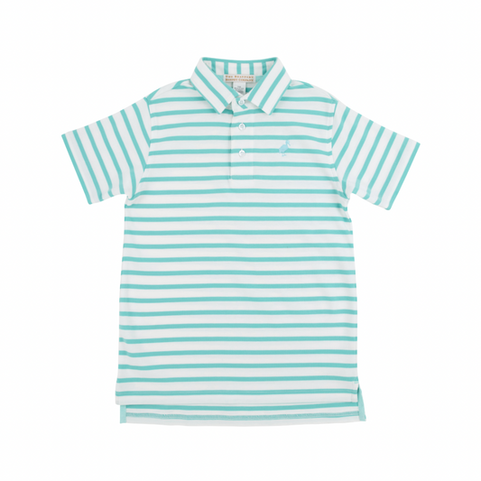 Prim and Proper Polo - Turks Teal Stripe