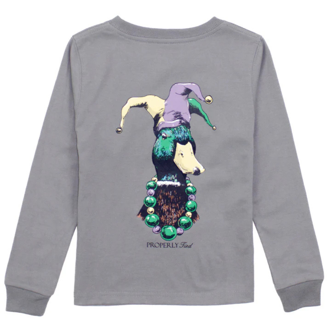 Mardi Gras Mallard on Battleship Grey Tee