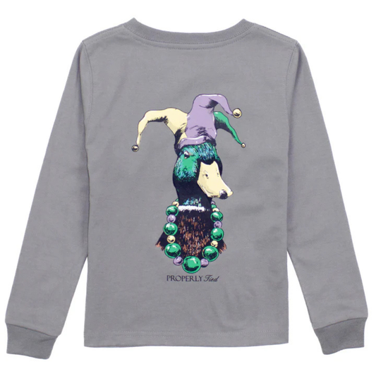 Mardi Gras Mallard on Battleship Grey Tee