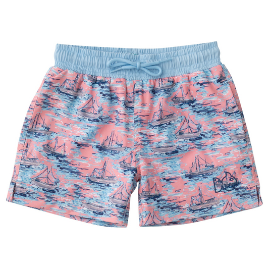 *PRE-ORDER* Boogie Board Swim Trunk - Flamingo Pink Shrimp Boat Print