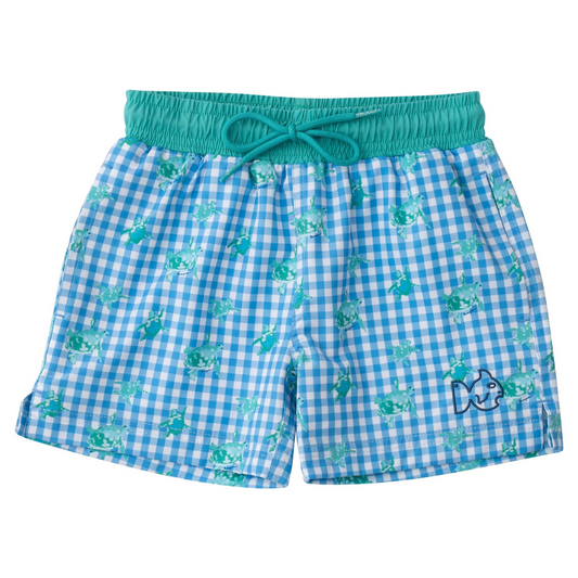 *PRE-ORDER* Boogie Board Swim Trunk - Marina Gingham Turtle Print