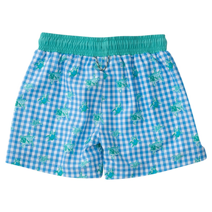 *PRE-ORDER* Boogie Board Swim Trunk - Marina Gingham Turtle Print