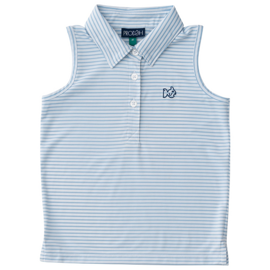 *PRE-ORDER* Sleeveless Pro Performance Polo - Clear Sky Stripe