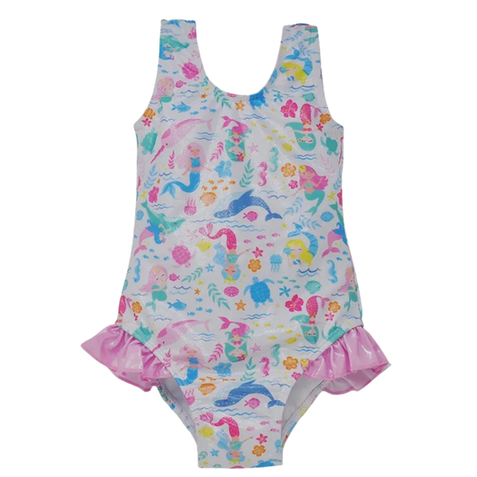 Delaney Hip Ruffle Swimsuit - Mermaid Friends