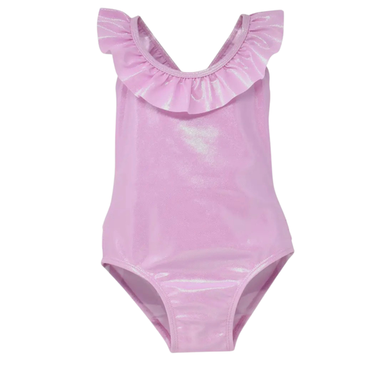 Mindy Cross-Back Swimsuit - Bubble Gum Sparkle