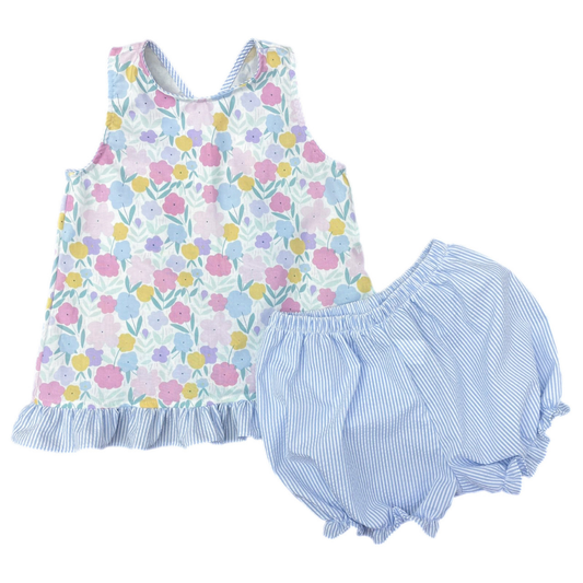 Poppy Pinafore Bloomer Set - Vintage Floral