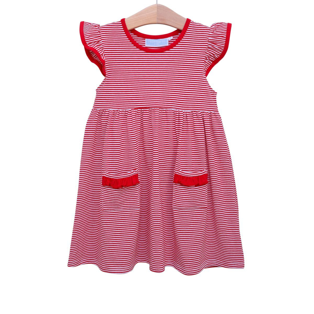 Lucy Game Day Dress - Red Stripe