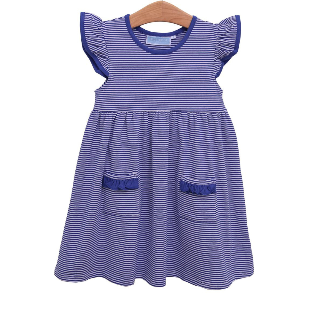 Lucy Game Day Dress - Royal Blue Stripe